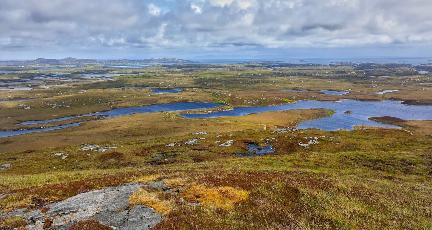 The view over Benbecular from it's highest point - Rhubhal (124ft)